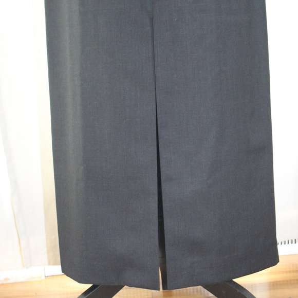 Herman Geist Gray Worsted Wool Maxi Pencil Skirt 18.5" Front Slit Women's M/L - Picture 6 of 9